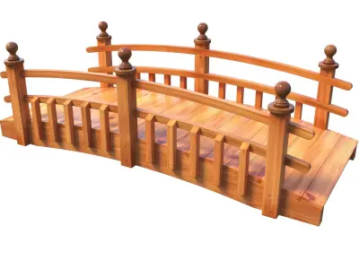 Wooden Curved Garden Bridge 3D model