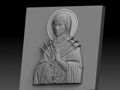 virgin mary 7 swords bas relief  3D print model