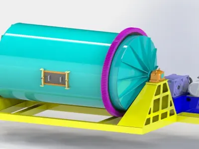 DECORATIVE STONE ROUNDING MILL ELECTRIC MOTOR AND REDUCER 3D model