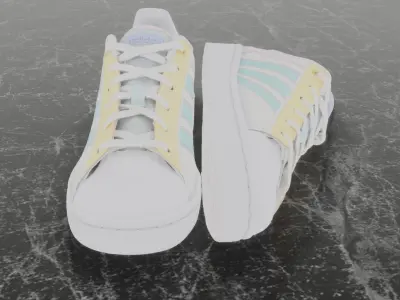 Adidas 3D Shoes - White SuperStar Series Low-poly 3D model