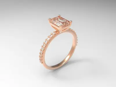 Centre stone with Pave setting  3D print model