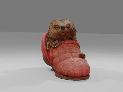 Hedgehog in a Shoe Low-poly 3D model
