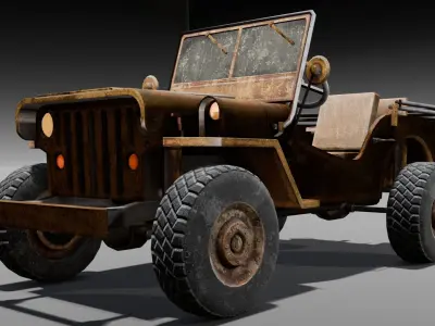 Rusted Jeep 3D Model  Low-poly 3D model