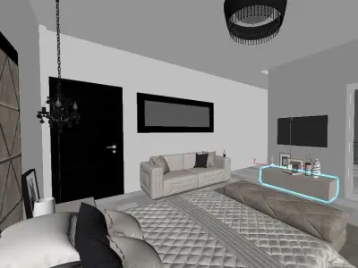 BEDROOM with walls and furniture 3D model