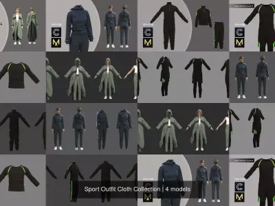 Sport Outfit Cloth Collection 3D Model Pack