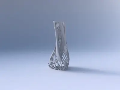 Vase twist puffy triangle with organic lattice with solid cen... 3D print model