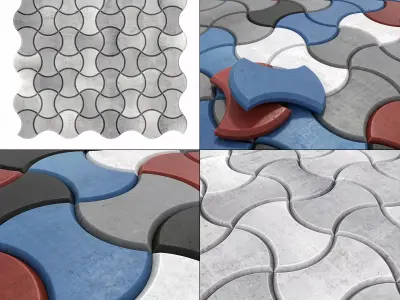 Paving stone color half Circle n2 3D model