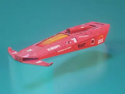 Low Poly Stylized Sci-Fi Racing Hover Car Low-poly 3D model