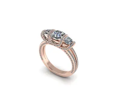 3 stone luxury ring  3D print model