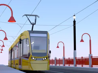 Bridge with Stadler tram 3D model
