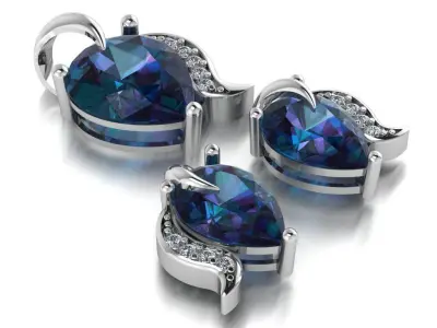 set pendant and earrings 3D print model