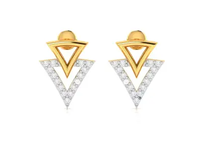 Earrings-2891 gold earring with diamonds 3D print model