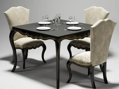 Dining Tables Set 01  3D model