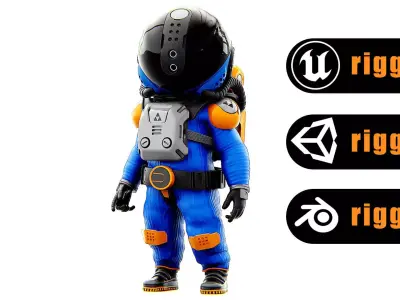 TOON ASTRONAUT F-G  Rigged for Unreal Engine - Unity - MIXAMO 3D model