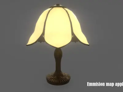 Vintage brass table lamp Low-poly 3D model