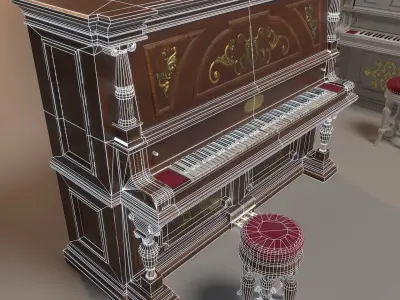PBR Vintage Piano Low-poly 3D model
