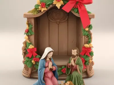 Holy Family Nativity Scene Christmas 3D Print STL 3D print model