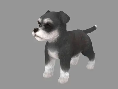 Cartoon pet puppy - Schnauzer - baby dog Low-poly 3D model