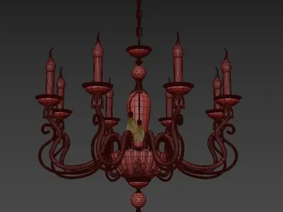 Chandelier Rimini E 1 1 8 RED 3D model