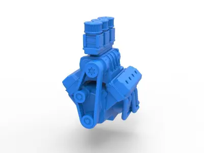 Engine V8 for vintage Monster truck Scale 1 to 25 3D print model