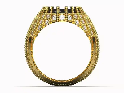 Yellow Gold Smoky Topaz and Diamond STL 3D Ring Model jr00193 3D print model