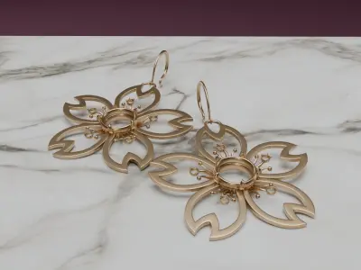 Sakura Glint Blossom of Balance 3D model for 3D print earrings 3D print model