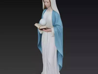 Virgin Mary Sacred Statue Pack - Madonna 3D Sculpture Bundle 3D Model Collection