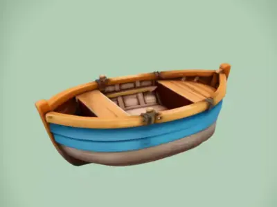 Painted Wooden Boat 1 Free low-poly 3D model