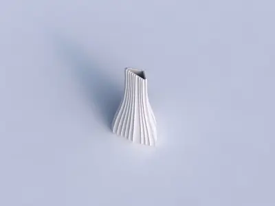 Vase grounded tilted triangle with extruded vertical lines 3D print model
