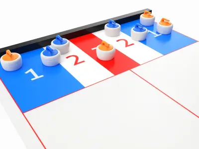 Curling and Shuffle Board Table Game 3D model