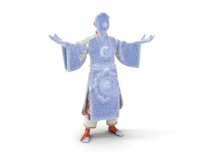 Tranquil Monk Rigged and Animated D Character Model Low-poly 3D model