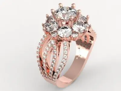 Diamond women ring 002 3D print model