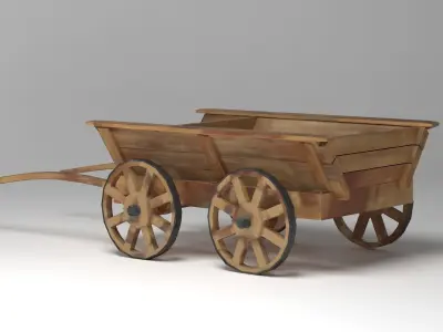 Old Wooden Cart PBR 3D model