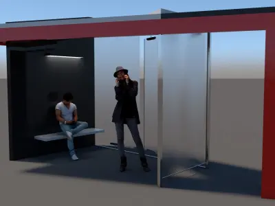 Bus Stop Low-poly 3D model