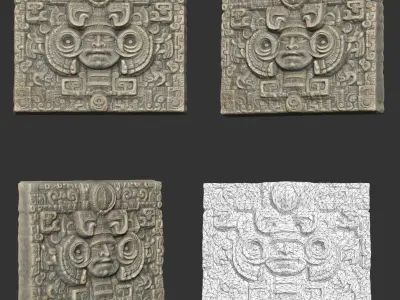 Low poly Mayan Temple Wall Decor 231201 3D model