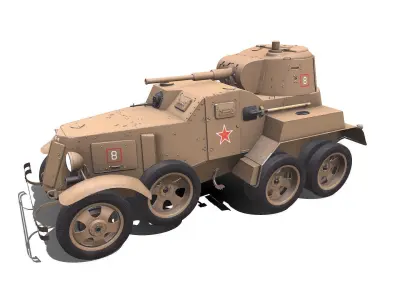 BA-10 Heavy Armored Car Low-poly PBR Low-poly 3D model