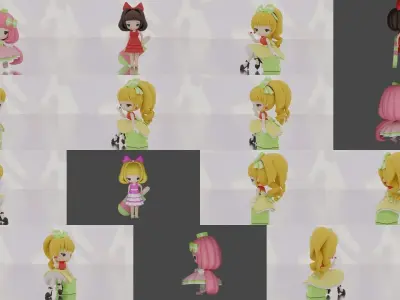 girls witch 3D Model Collection
