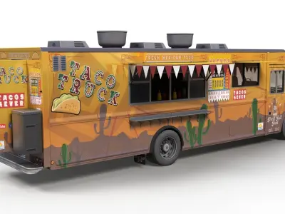 Street food truck Low-poly 3D model