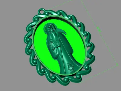  santa muerte holy death small size pendant 3D STL 3DM skull 3D print model