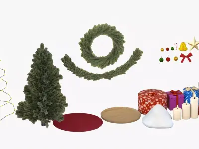 Modular Christmas Decoration Pack Low-poly 3D model