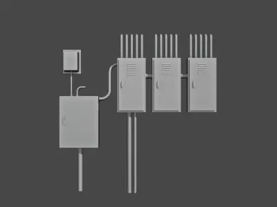 rusty decaying electrical box Low-poly 3D model