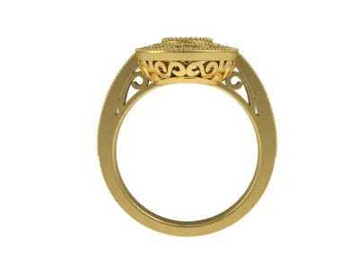 Oval Diamond Halo Art Deco Ring 3D print model