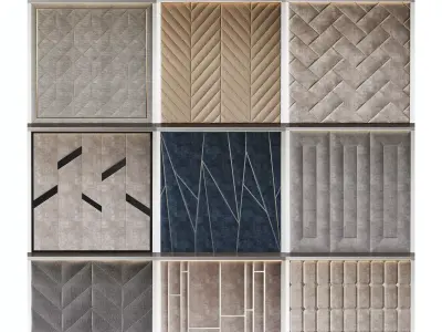 Wall panel decoration 3d model collection 10 pieces Low-poly 3D model