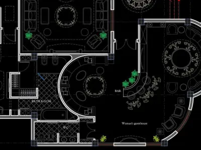 Classic Luxury Villa Plan  430 sqm 4 Bedrooms  2 Guest Salons  3D model
