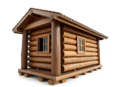 Rustic Log Cabin model pack Low-poly 3D model
