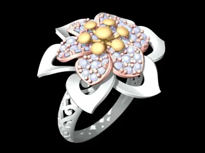 Flower Rings - Womens Ring - N6475 3D print model