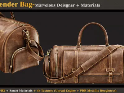 Weekender Bag-MD-Clo3d-3 Smart Material- Textures- OBJ-FBX 3D model