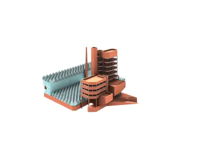 Leicester University Engineering Building Low-poly 3D model