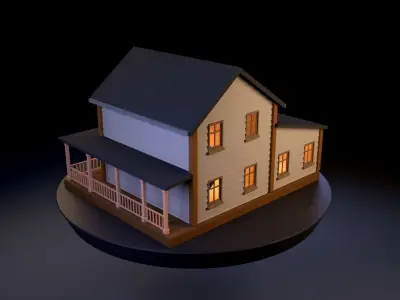 House With Veranda Low-poly 3D model