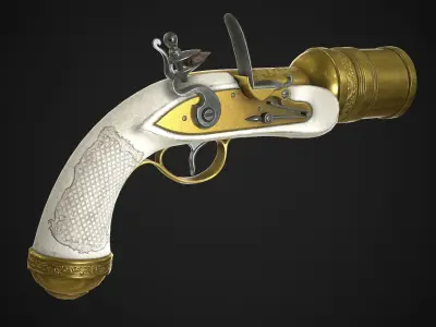 Flintlock Grenade Launcher 01 White Low-poly 3D model